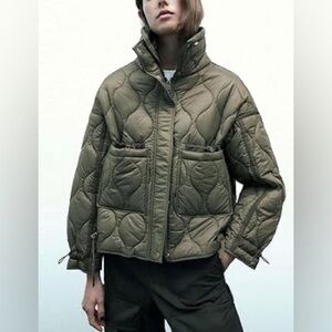 New w Tag: Zara Water Repellent Quilted Vegan Jacket